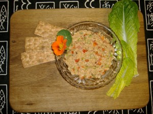 Crackers, Abalone pate, lettuce leaves